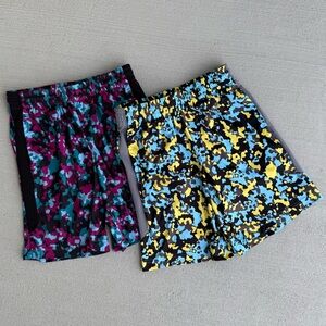 SET of 2: Tek Gear Dry-Tek Colorful Camo Boys Shorts Size Large 14-16 Black Blue